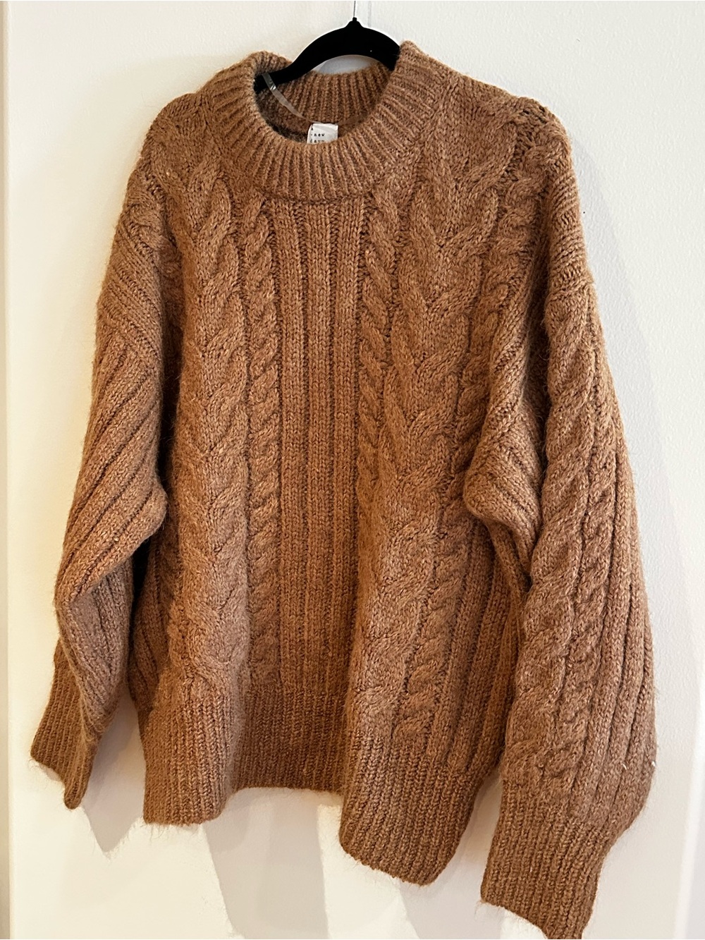 A NEW DAY sz XLARGE Round Neck Cable Knit Pullover Sweater Heather Brown NEW $45